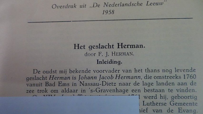 Herman, F.J. - Het geslacht Herman